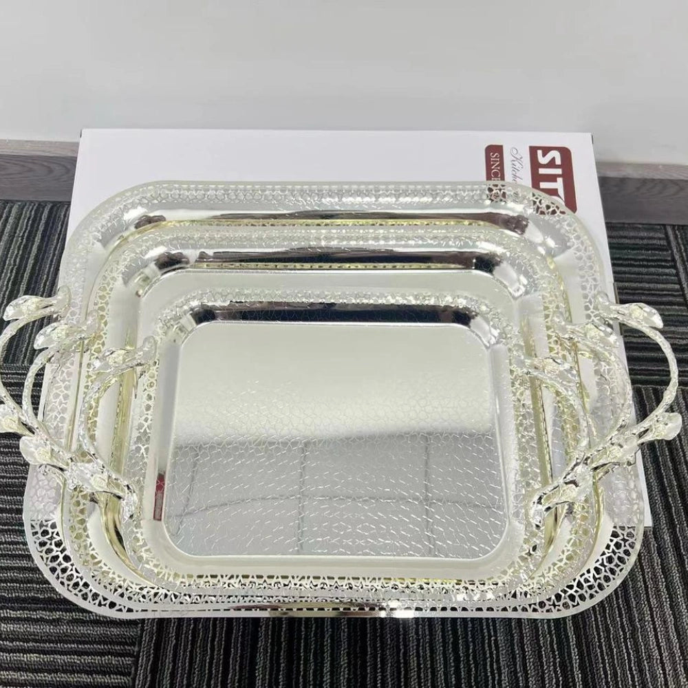 Stainless Steel Serving Trays 3 in 1 – Durable & Stylish