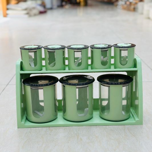 Livon Spice Jar Set 6-Pcs with Steel Stand – 3 Colors